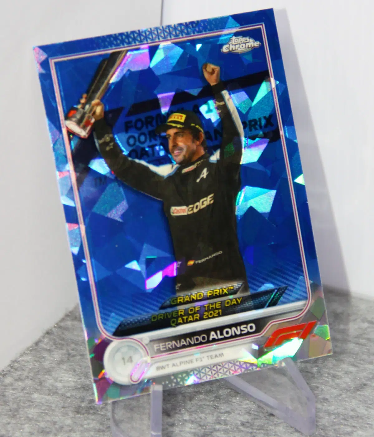 2022 Fernando Alonso #191 Topps Chrome F1 Sapphire Blue Ice Refractor