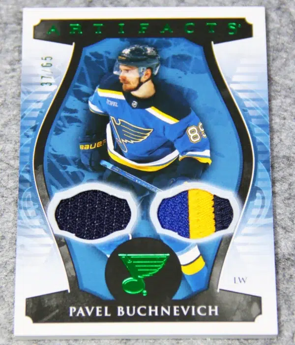 2023-24 Pavel Buchnevich #25 Upper Deck Artifacts Dual Patch Emerald /65