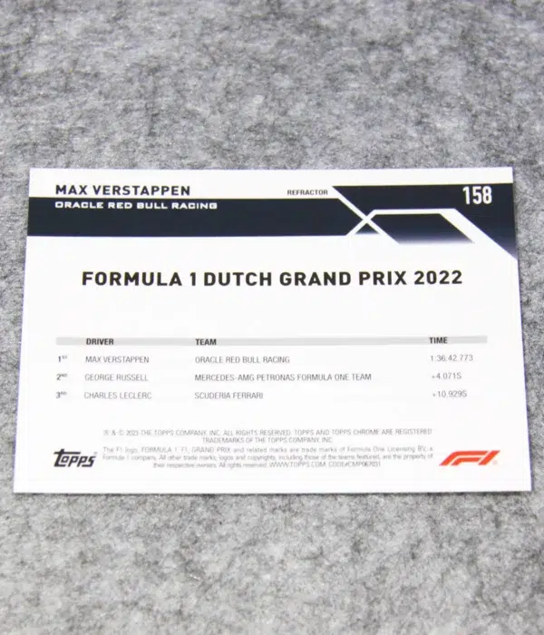 2023 Max Verstappen #158 Topps Chrome F1 Grand Prix Winner Refractor