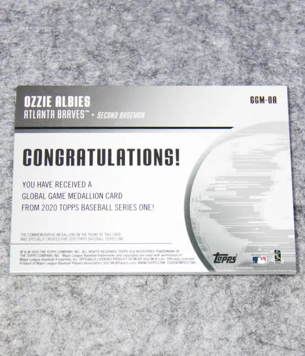 2020 Ozzie Albies #GGM-OA Topps Series One Global Game Medallions