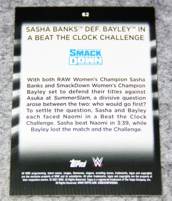 2020 Sasha Banks #62 WWE Smack Down Rainbow Foil