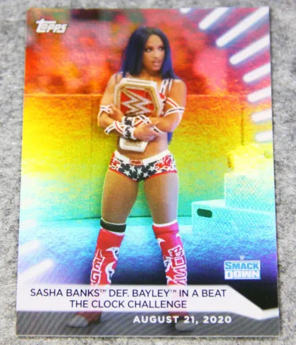 2020 Sasha Banks #62 WWE Smack Down Rainbow Foil