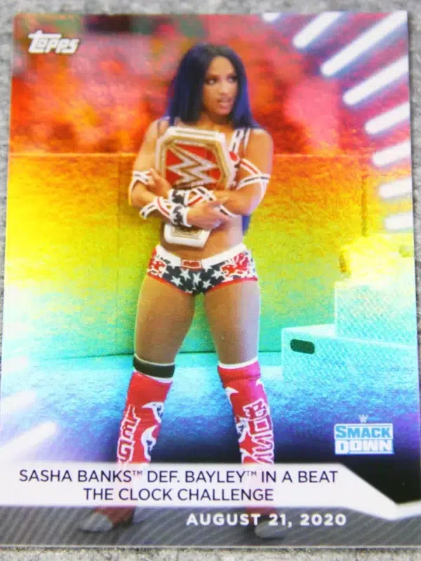 2020 Sasha Banks #62 WWE Smack Down Rainbow Foil