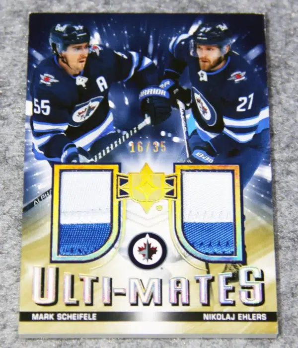 2021-22 Mark Scheifele & Nikolaj Ehlers #UTM-SE Upper Deck Ultimate Collection Ulti-Mates Dual Patch /35