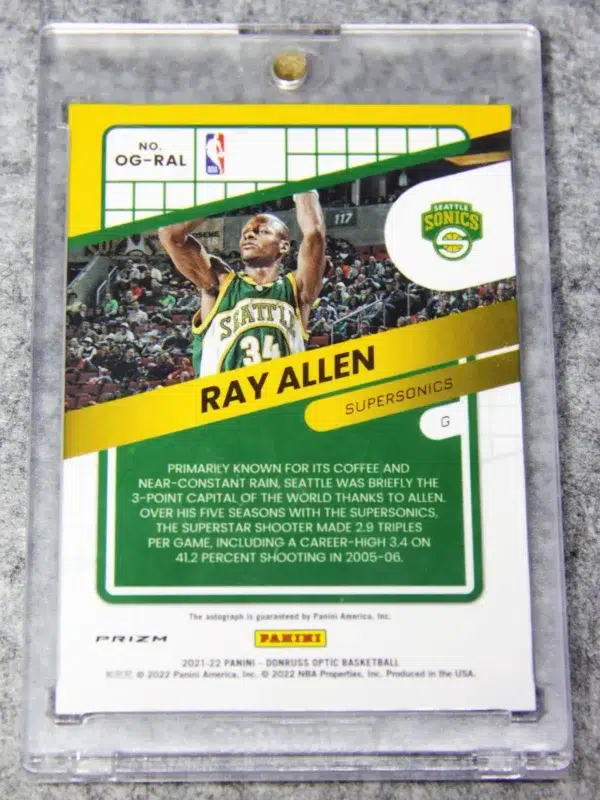 2021-22 Ray Allen #OG-RAL Panini Donruss Optic Opti-Graphs Choice Prizm Auto