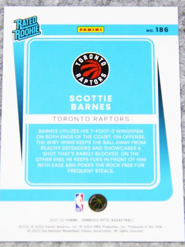 2021-22 Scottie Barnes #186 Panini Donruss Optic RC