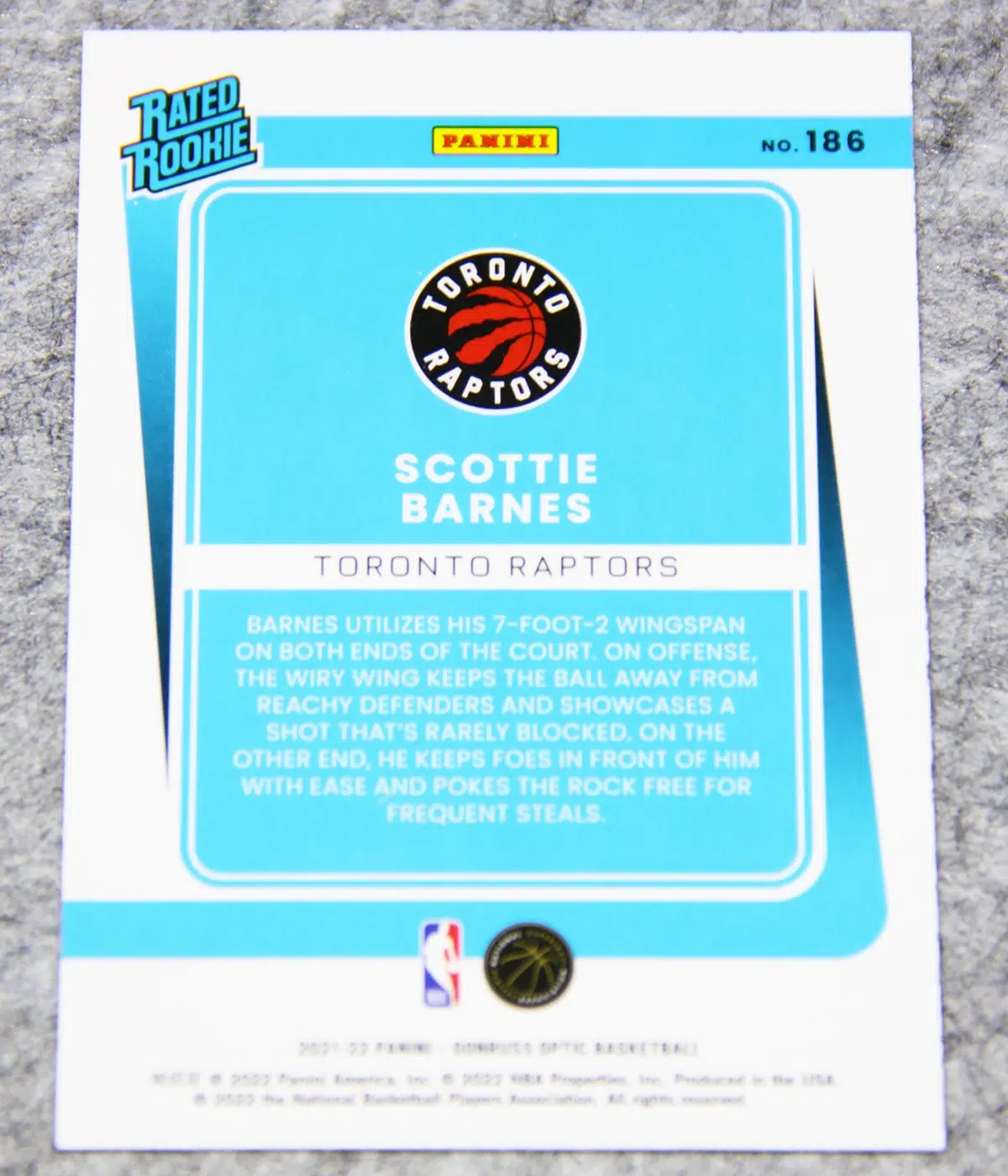 2021-22 Scottie Barnes #186 Panini Donruss Optic RC