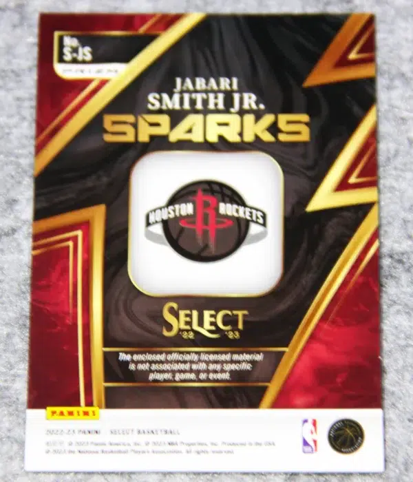 2022-23 Jabari Smith Jr #S-JS Panini Select Sparks Prizm Relic RC