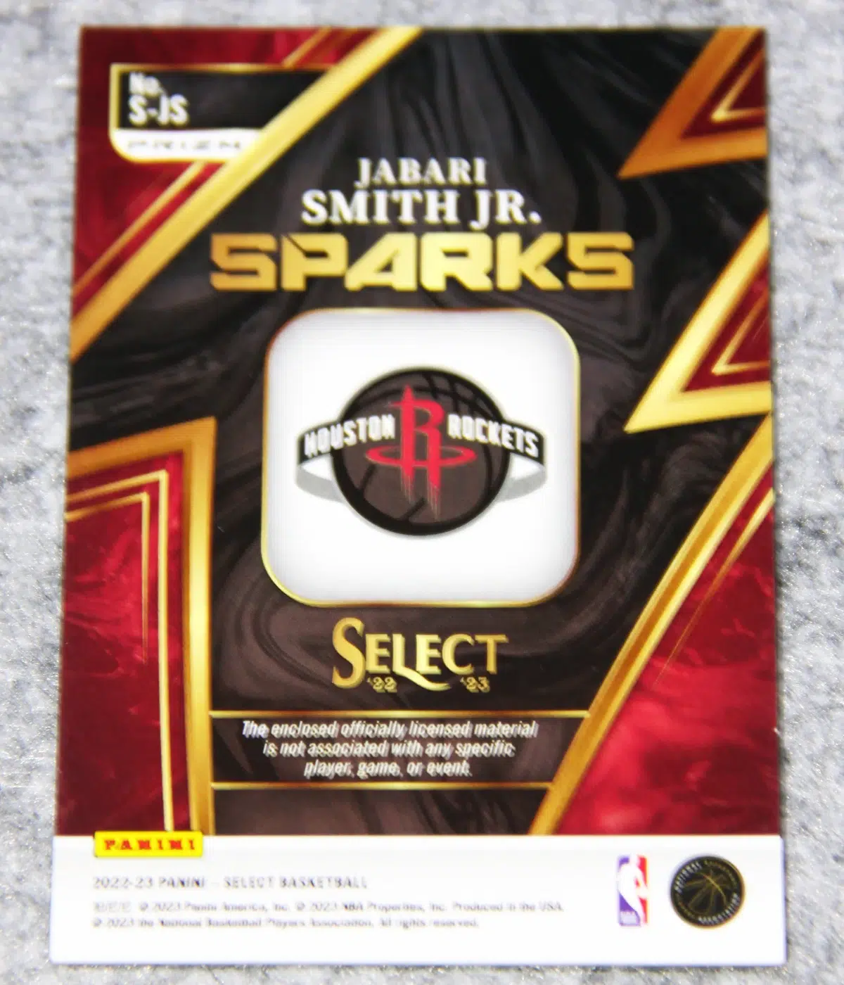 2022-23 Jabari Smith Jr #S-JS Panini Select Sparks Prizm Relic RC