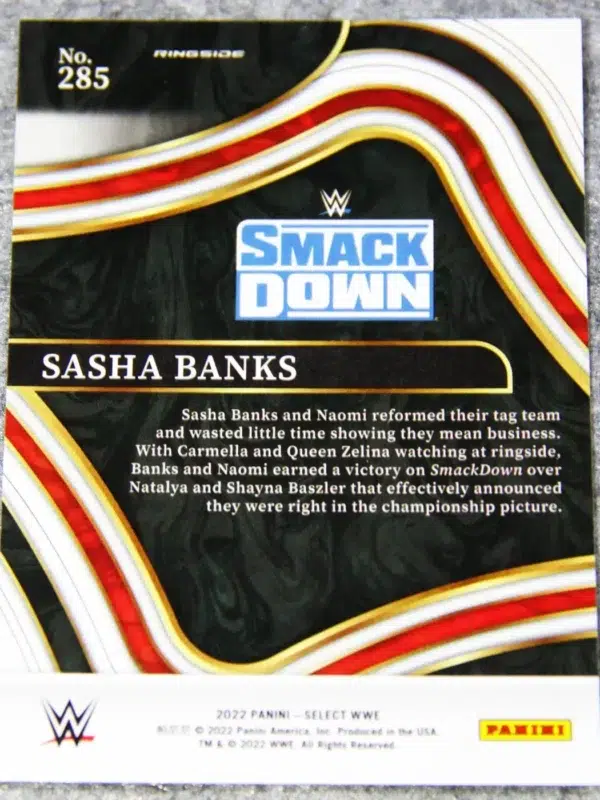 2022 Sasha Banks #285 Panini Select WWE Smack Down Ringside SP