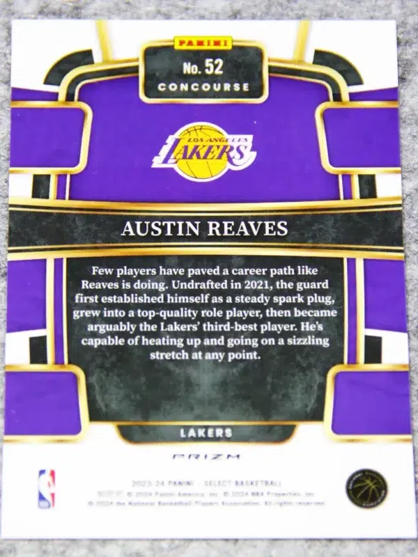 2023-24 Austin Reaves #52 Panini Select Orange Flash Prizm