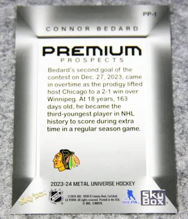 2023-24 Connor Bedard #PP-1 SkyBox Metal Universe Premium Prospects RC