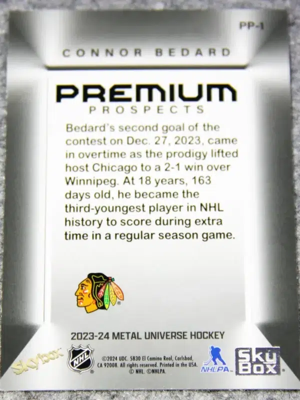 2023-24 Connor Bedard #PP-1 SkyBox Metal Universe Premium Prospects RC