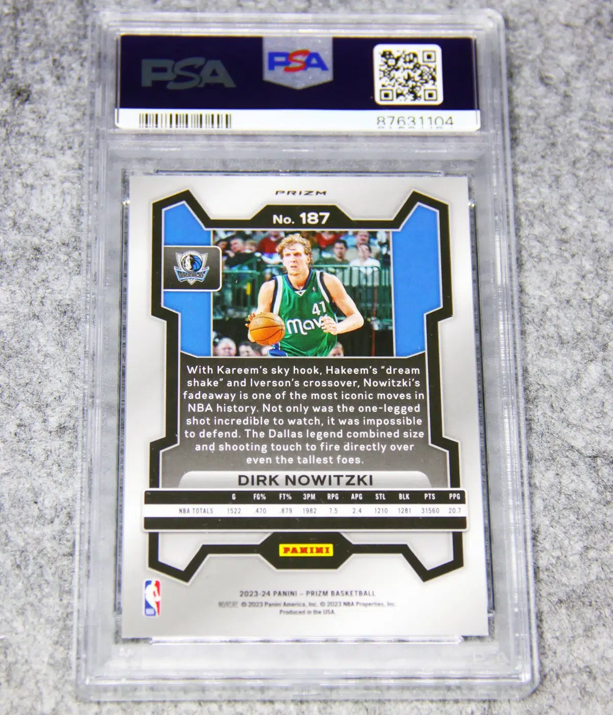 2023-24 Dirk Nowitzki #187 Panini Prizm Silver Prizm PSA 9 MINT