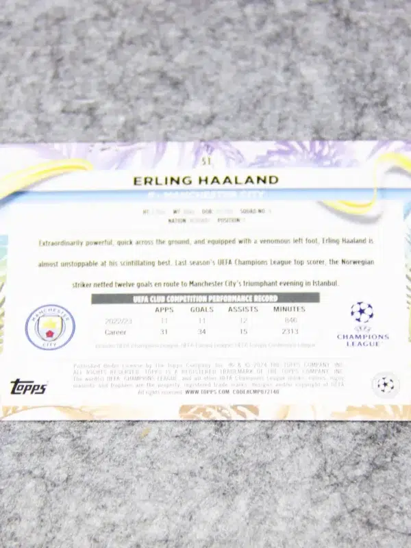 2023-24 Erling Haaland #51 Topps UEFA Champions League Carnaval