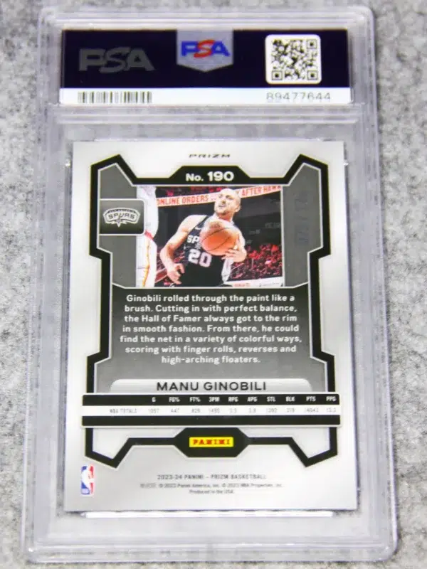 2023-24 Manu Ginobili #190 Panini Prizm Blue Ice Prizm /125 PSA 9 MT
