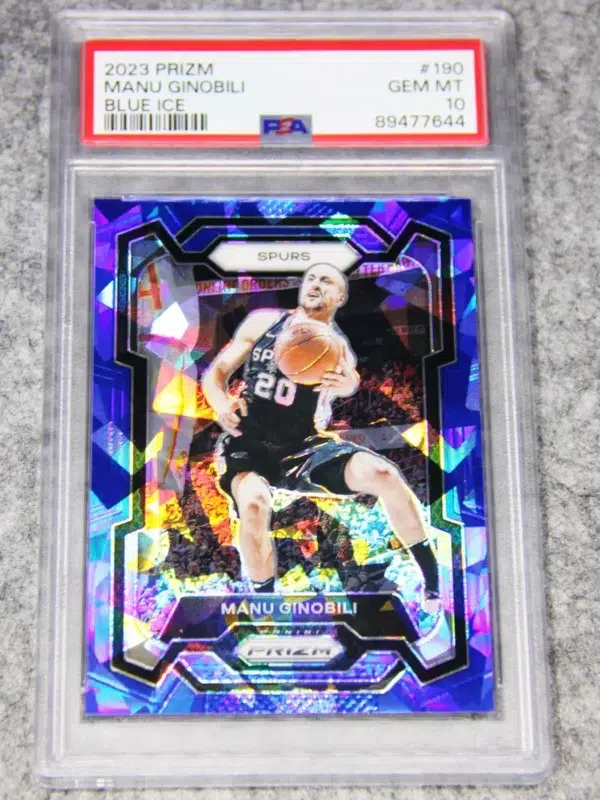 2023-24 Manu Ginobili #190 Panini Prizm Blue Ice Prizm /125 PSA 9 MT