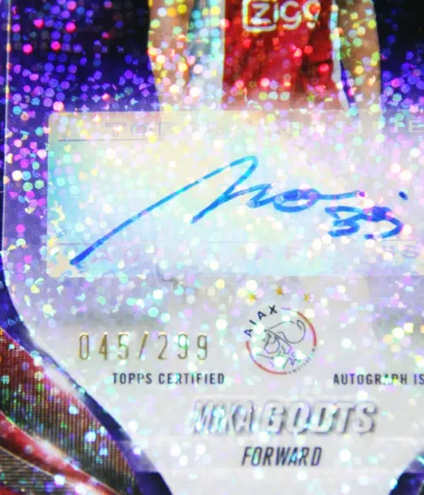 2023-24 Mika Godts #CA-MG Topps Chrome UEFA Club Competitions Violet Speckle Refractor RC Autograph /299 PSA 9