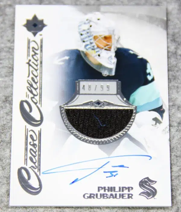 2023-24 Philipp Grubauer #CC-PG Upper Deck Ultimate Crease Collection Patch Autograph /99