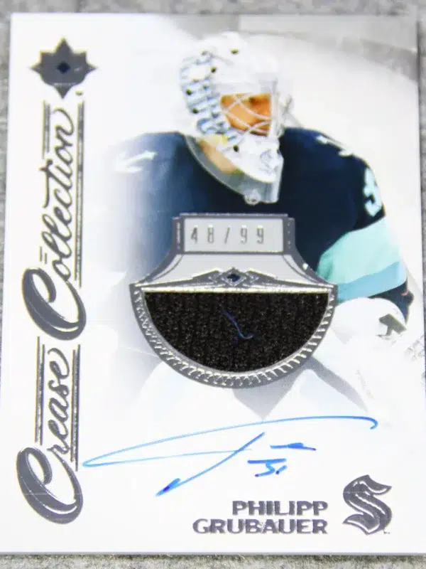 2023-24 Philipp Grubauer #CC-PG Upper Deck Ultimate Crease Collection Patch Autograph /99