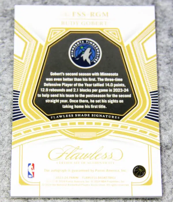 2023-24 Rudy Gobert #FSS-RGM Panini Flawless Shade Signatures /25