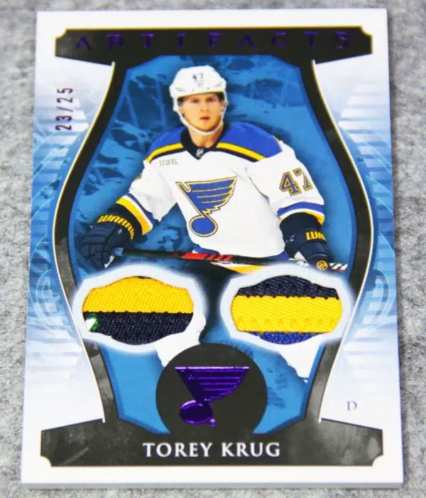 2023-24 Torey Krug #54 Upper Deck Artifacts Dual Patch Purple /25