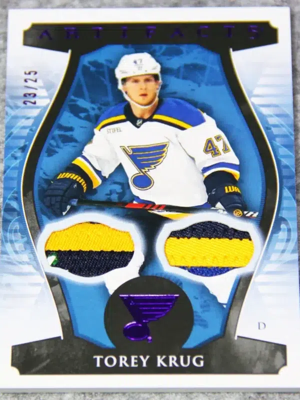 2023-24 Torey Krug #54 Upper Deck Artifacts Dual Patch Purple /25