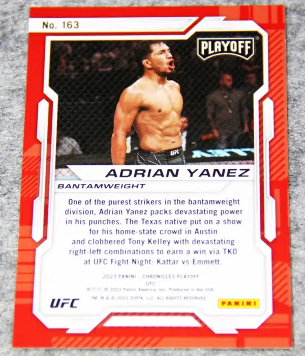 2023 Adrian Yanez #163 Panini UFC Chronicles Playoff Red /49