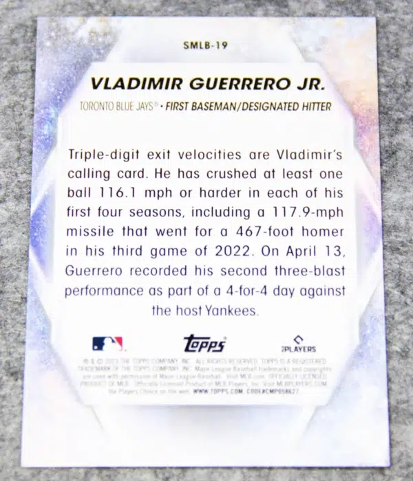 2023 Vladimir Guerrero Jr. #SMLB-19 Topps Series 1 Baseball Stars of MLB