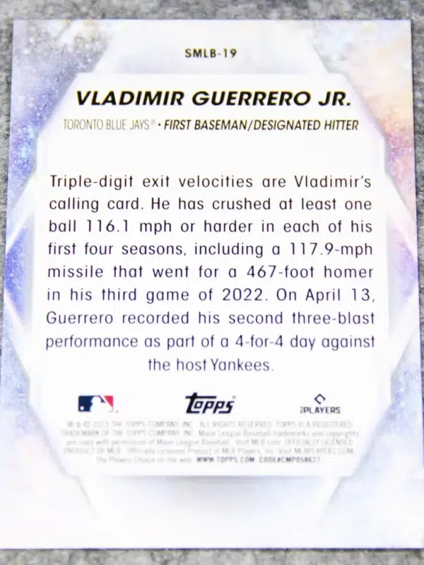 2023 Vladimir Guerrero Jr. #SMLB-19 Topps Series 1 Baseball Stars of MLB