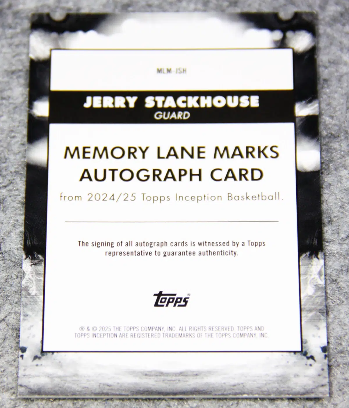 2024-25 Jerry Stackhouse #MLM-JSH Topps Inception Basketball Memory Lane Marks Autograph