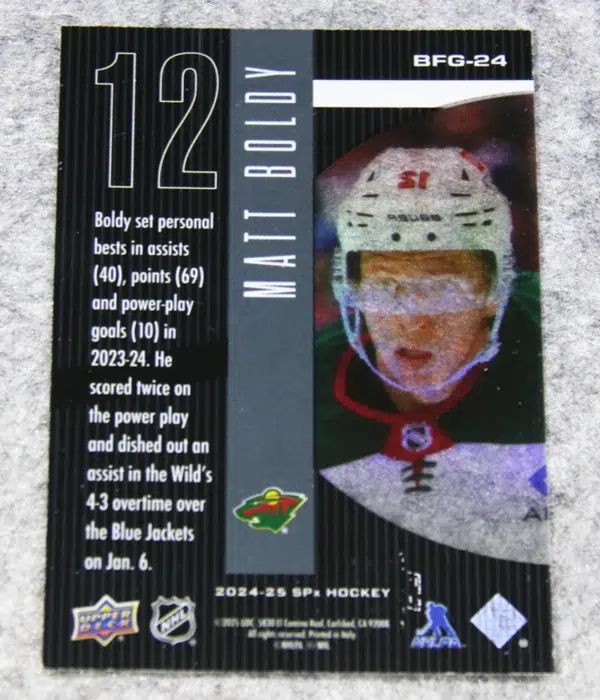 2024-25 Matt Boldy #BFG-24 Upper Deck SPx Bound For Glory