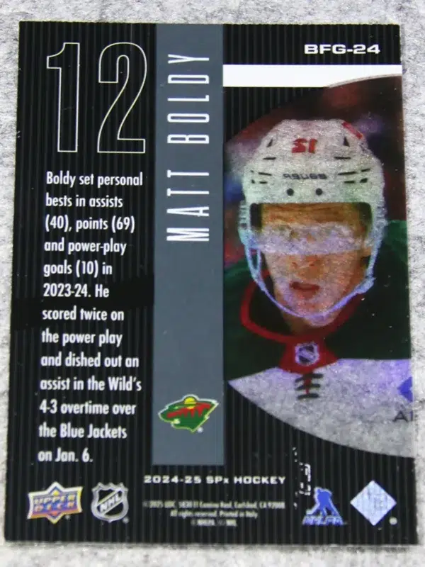 2024-25 Matt Boldy #BFG-24 Upper Deck SPx Bound For Glory