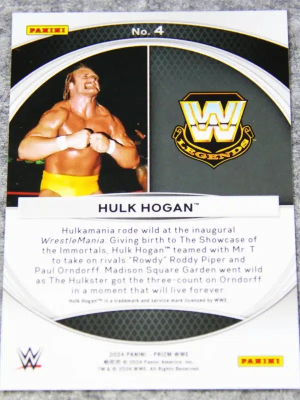 2024 Hulk Hogan #4 Panini Prizm WWE Legends WrestleMania Moments