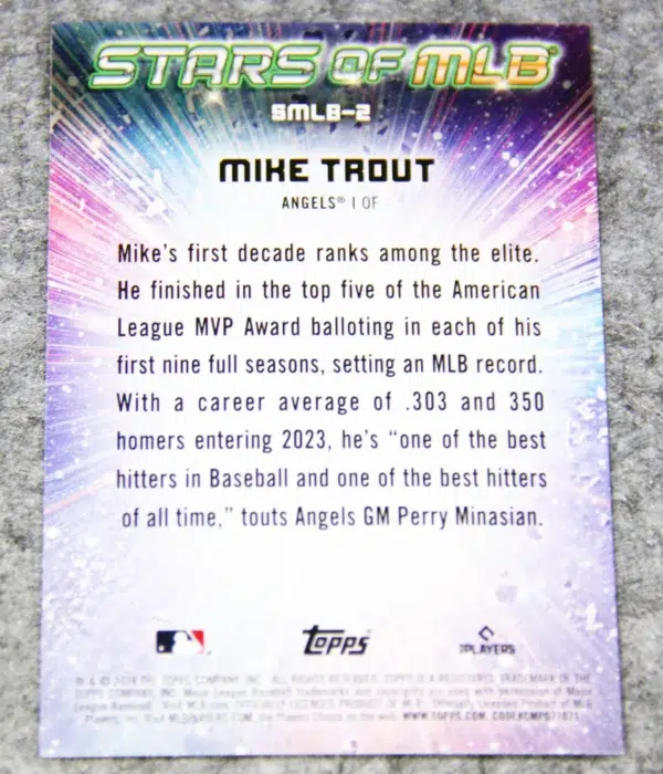 2024 Mike Trout #SMLB-2 Topps Series 1 Stars of MLB