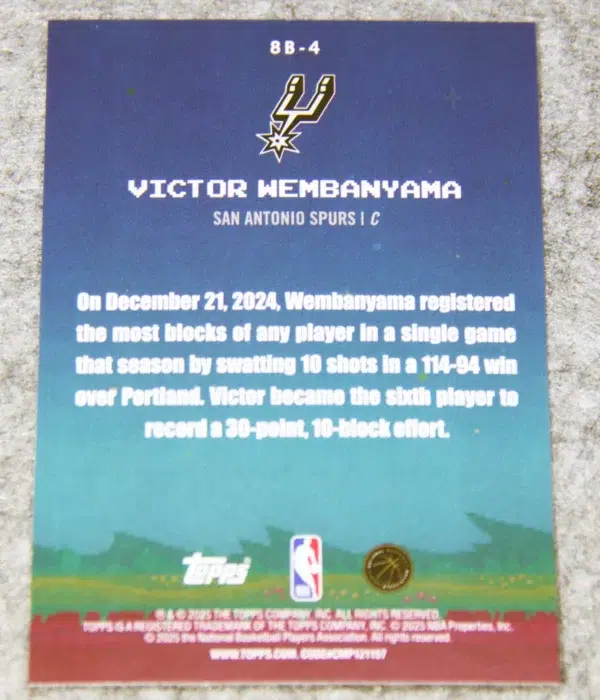 2025-26 Victor Wembanyama #8B-4 Topps 8-Bit Ballers