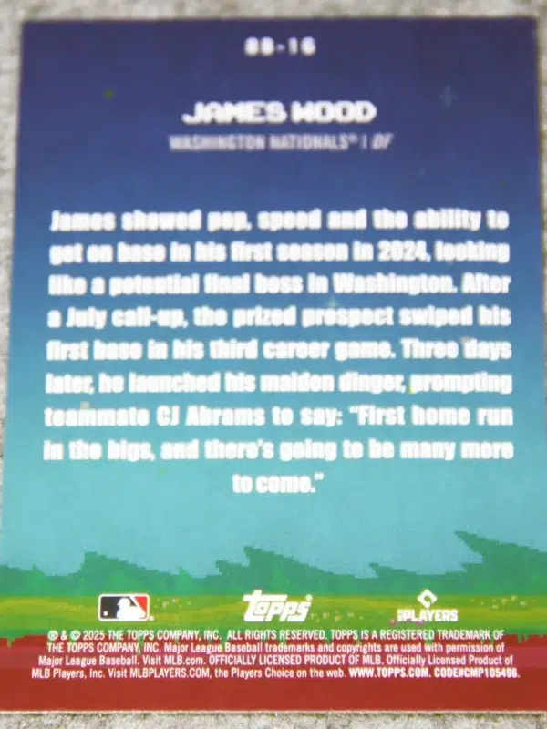 2025 James Wood #8B-16 Topps Celebration 8-Bit Ballers RC