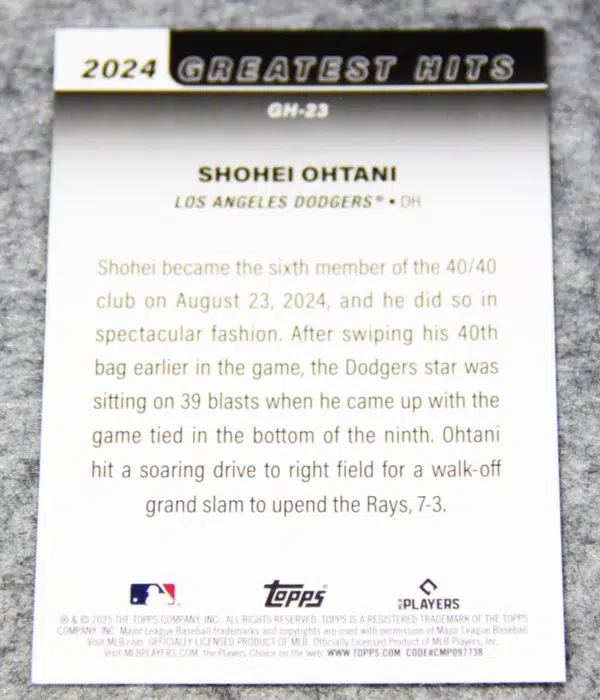 2025 Shohei Ohtani #GH-23 Topps Baseball Series 1 2024 Greatest Hits