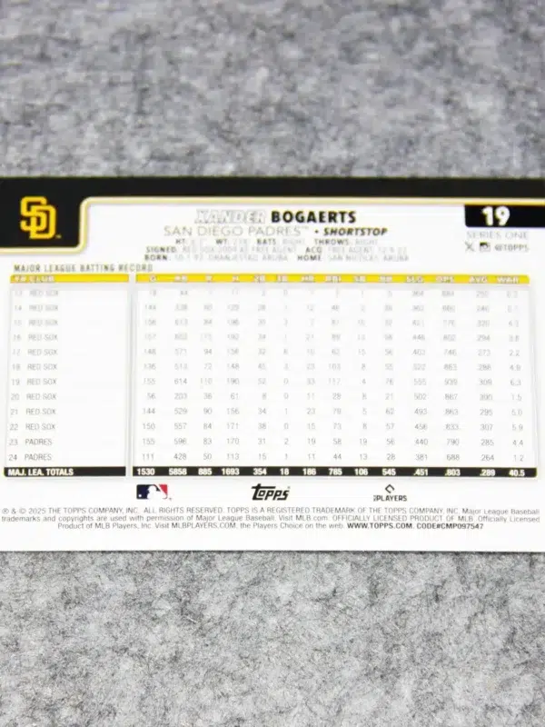2025 Xander Bogaerts #19 Topps Series One Holo Foil