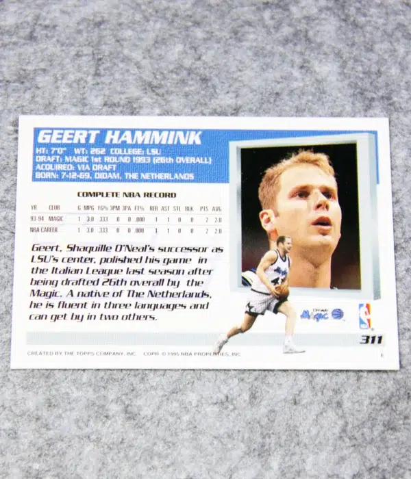 1994-95 Geert Hammink #311 Topps NBA Basketball RC