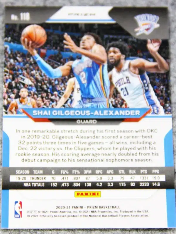 2020-21 Shai Gilgeous-Alexander #118 Panini Prizm Green Prizm