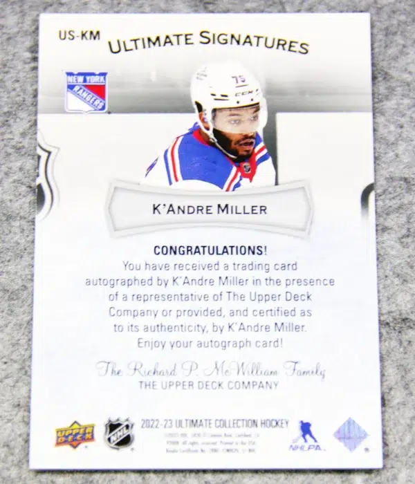 2022-23 K'Andre Miller #US-KM Upper Deck Ultimate Collection Signatures