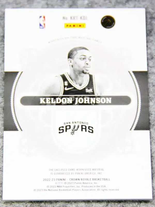 2022-23 Keldon Johnson #KRT-KDJ Panini Crown Royale Knights of the Round Table Relic