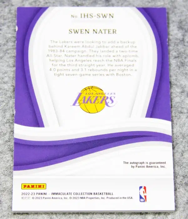 2022-23 Swen Nater #IHS-SWN Panini Immaculate Heralded Signatures /99