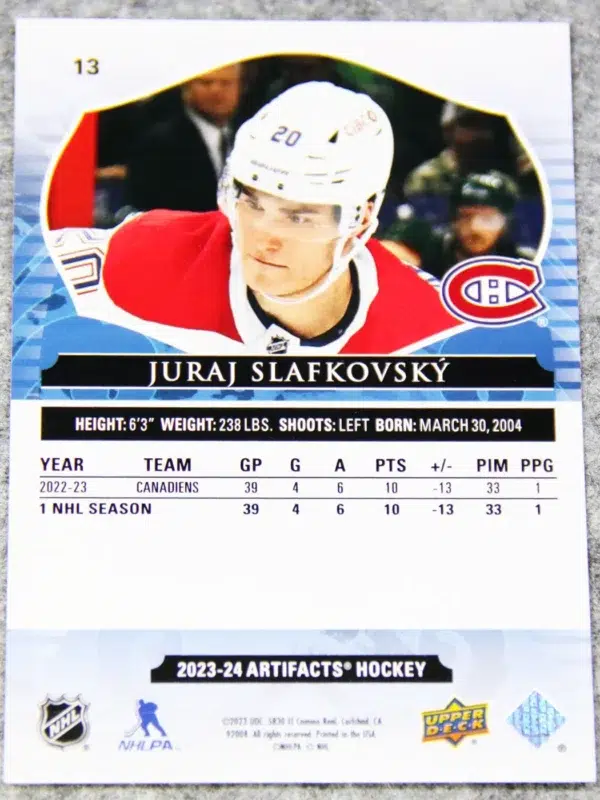 2023-24 Juraj Slafkovsky #13 Upper Deck Artifacts Hockey