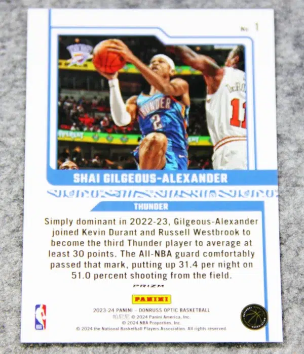 2023-24 Shai Gilgeous-Alexander #1 Panini Donruss Optic Elite Dominators Holo Prizm