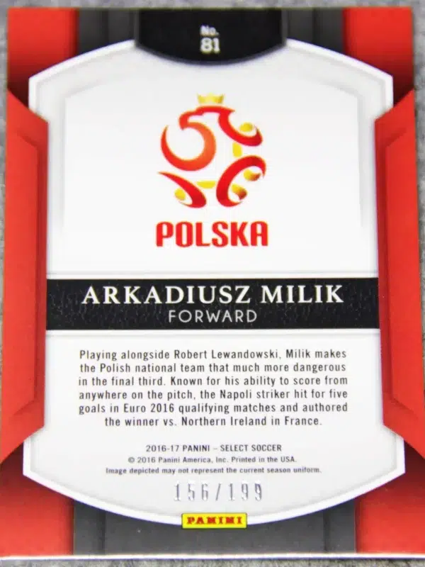 2016-17 Arkadiusz Milik #81 Panini Select Terrace Red Prizm /199