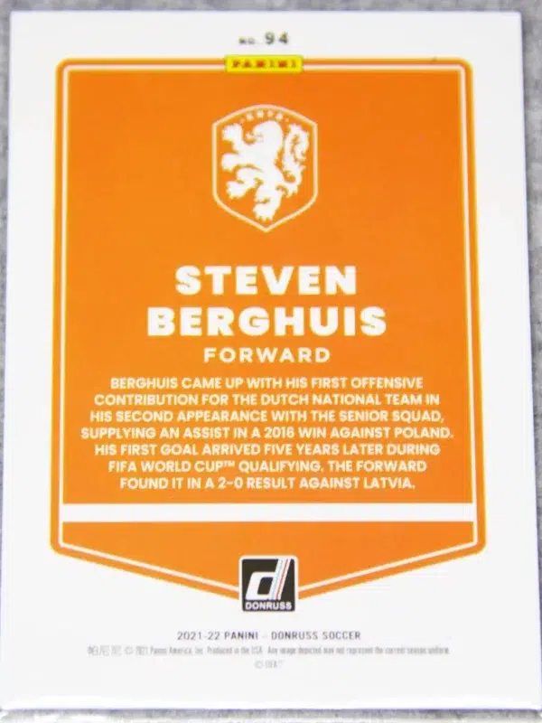 2021-22 Steven Berghuis #94 Panini Donruss Soccer Press Proof Gold /349