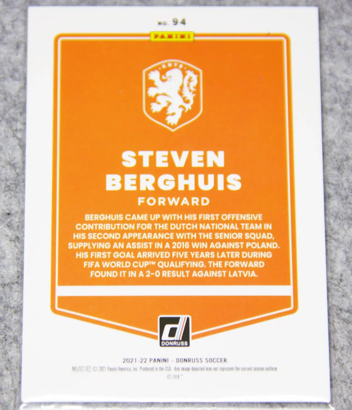 2021-22 Steven Berghuis #94 Panini Donruss Soccer Press Proof Gold /349