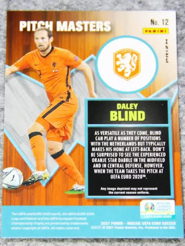 2021 Daley Blind #12 Panini Mosaic UEFA Euro 2020 Soccer Pitch Masters Silver Prizm